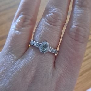 Natural Alexandrite Zircon Platinum over Sterling Ring SZ6